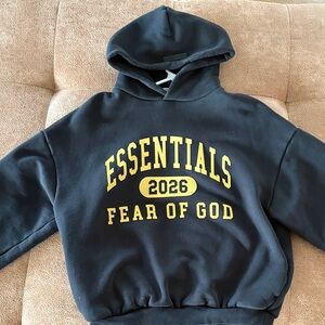 Essentials Fear Of God Kids Black and Yellow Hoodie